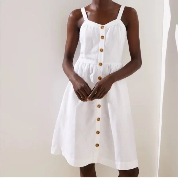 LOFT Button Down Flare Dress - Picture 2 of 4